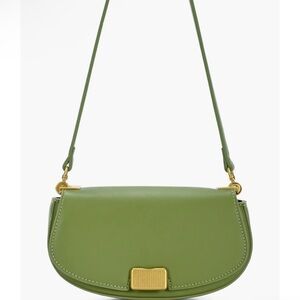 BNWOT RACHEL & ZOE RIB BUCKLE SHOULDER BAG GREEN / GOLD